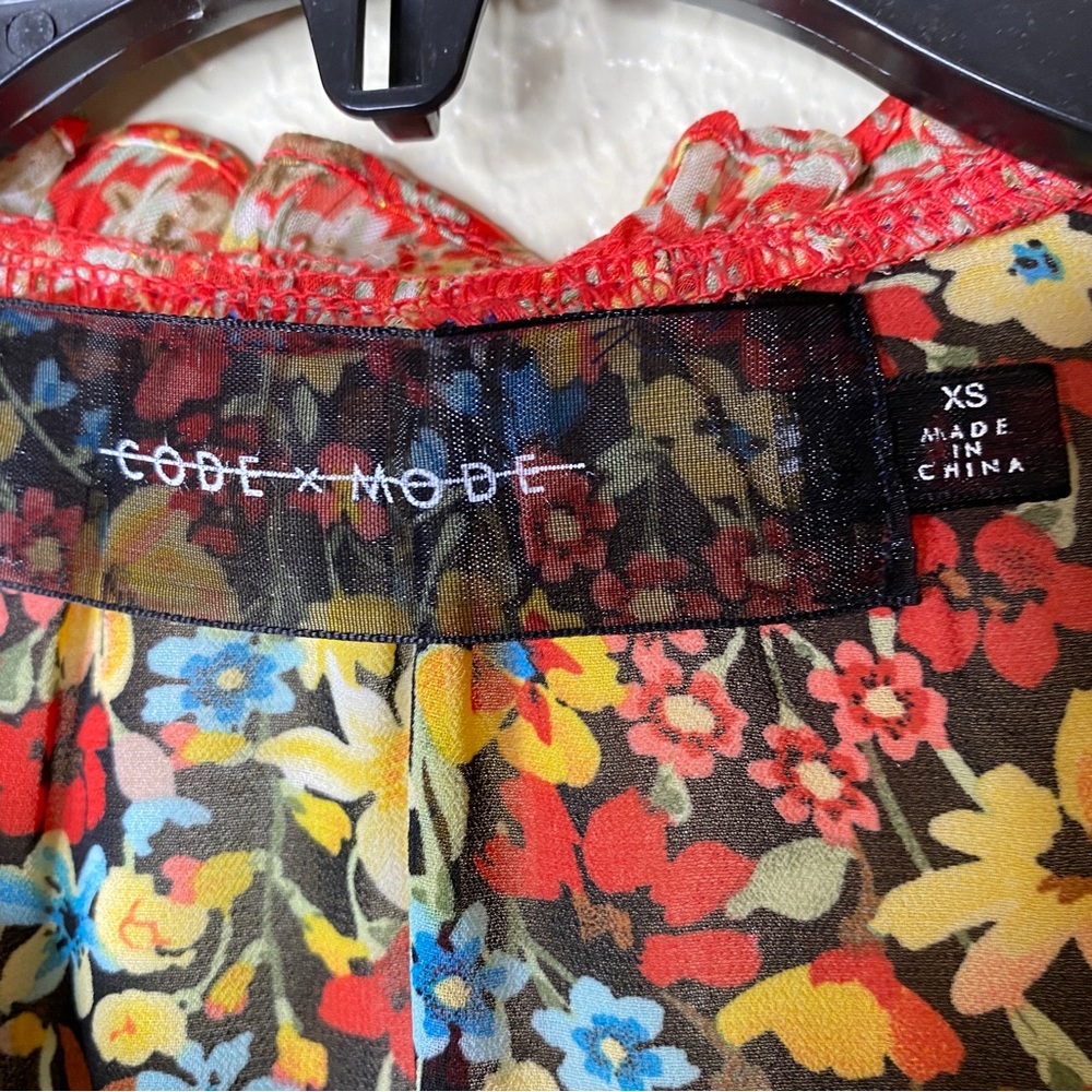Code X Mode Sheer Chiffon Ruffle Mixed Floral Pri… - image 2